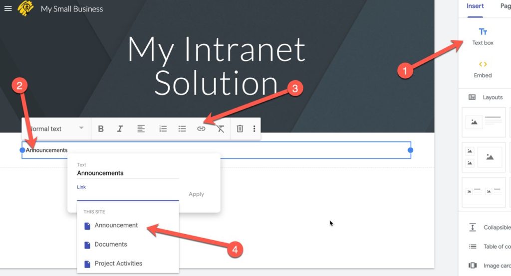 Adding Links on the Home Page of Intranet Solution