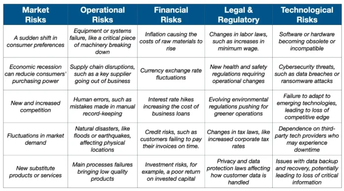 which risk is not mentioned in a business plan