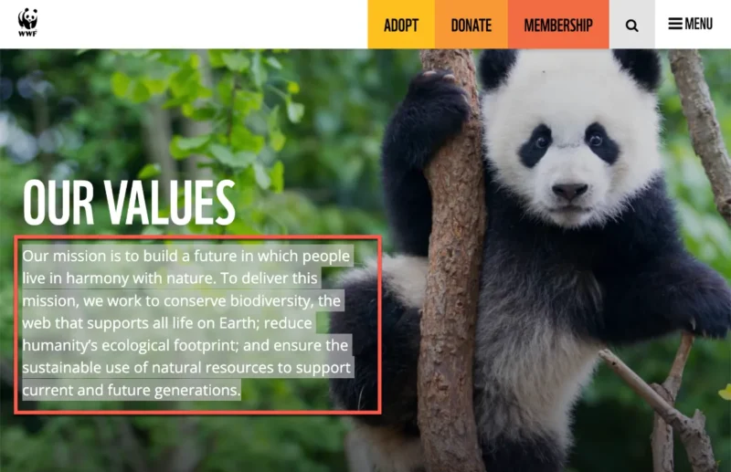 World Wildlife Fund mission statement example