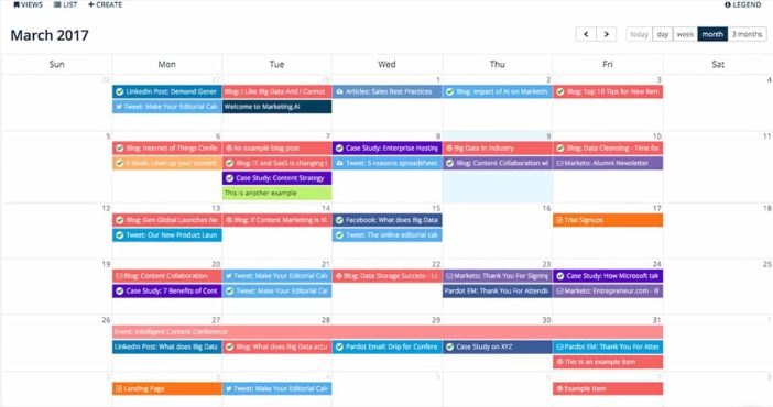 content marketing - publishing calendar