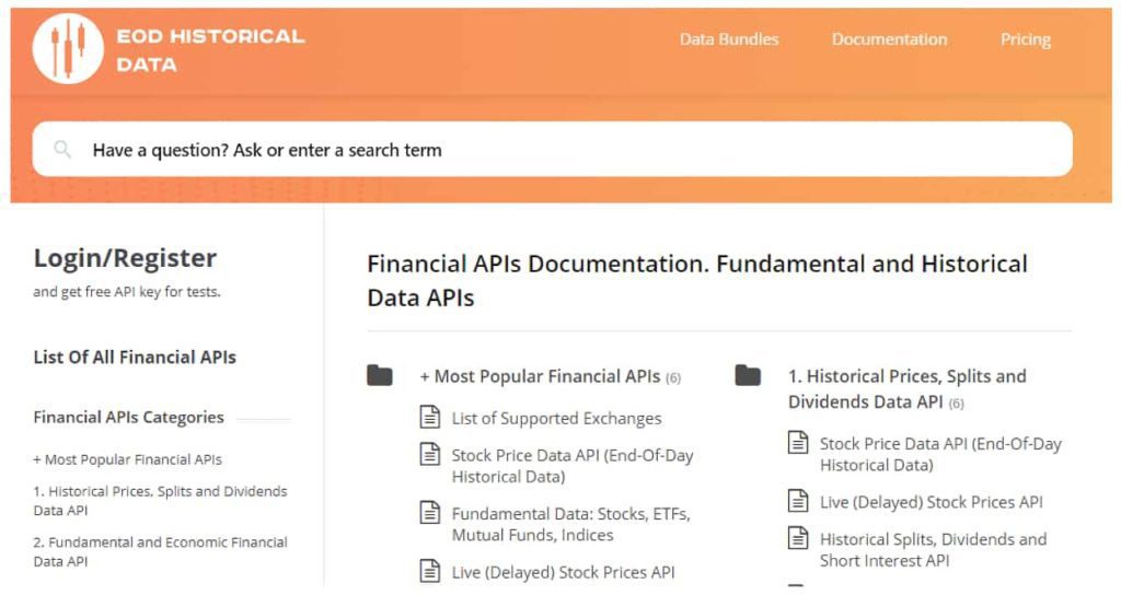 finance apis - EOD Historical Data